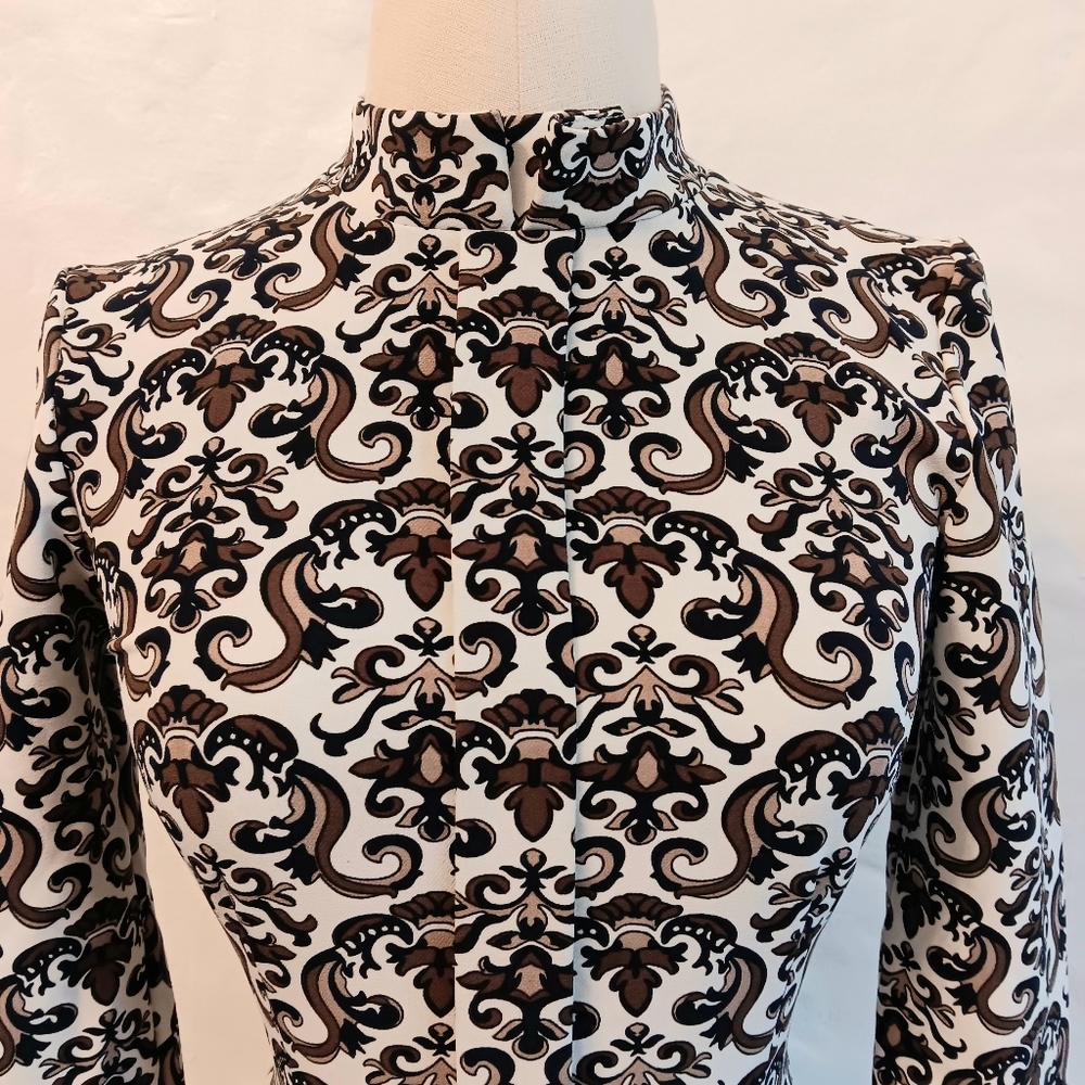Vintage 70's geometric print maxi hostess dress. Elvin Jones 42, US 6, Small - Picture 11 of 14